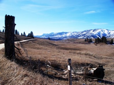 View of the side of French Basin Road, Sula Montana